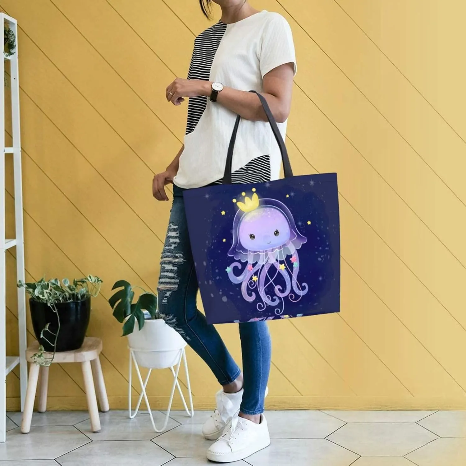Star horse Reusable Grocery bags Big Capacity Shopping Bag Canvas Shoulder Tote Handbag for Women Girls
