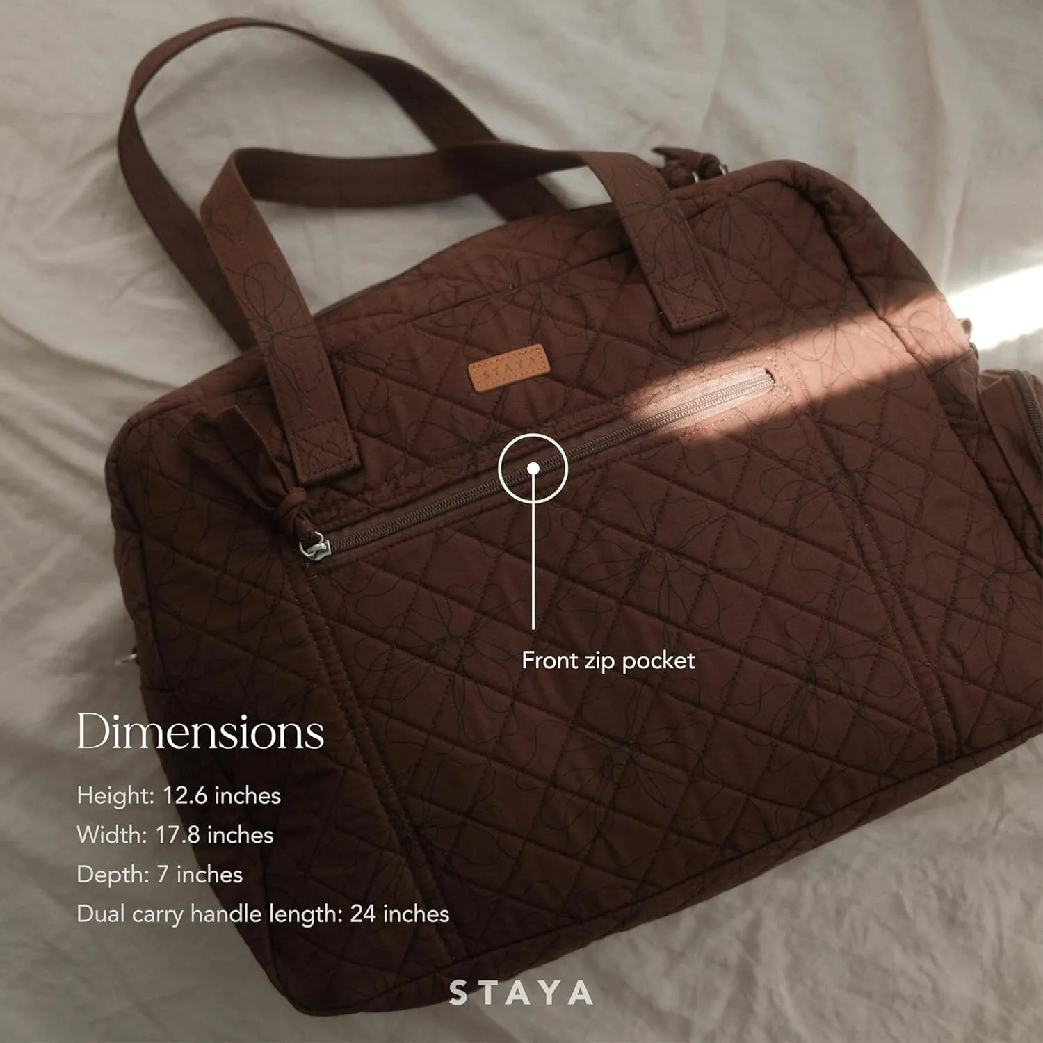 Staya Quilted Duffle Bag - Perfect Travel Companion, Quilted Weekender Bag for Women, (Cacao)