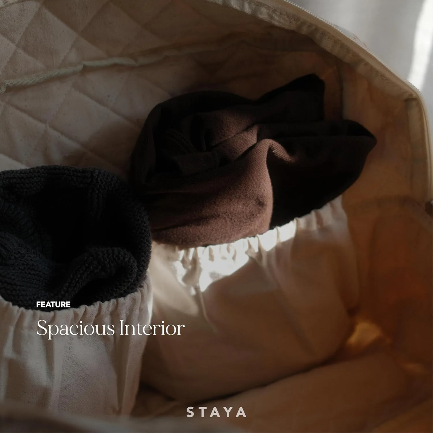 Staya Quilted Duffle Bag - Perfect Travel Companion, Quilted Weekender Bag for Women, (Cacao)