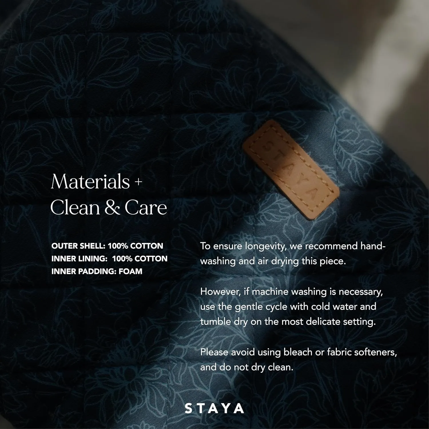 Staya Quilted Toiletry Pouch - Compact, Versatile, and Stylish Bag for All Your Essentials (Indigo Petals)