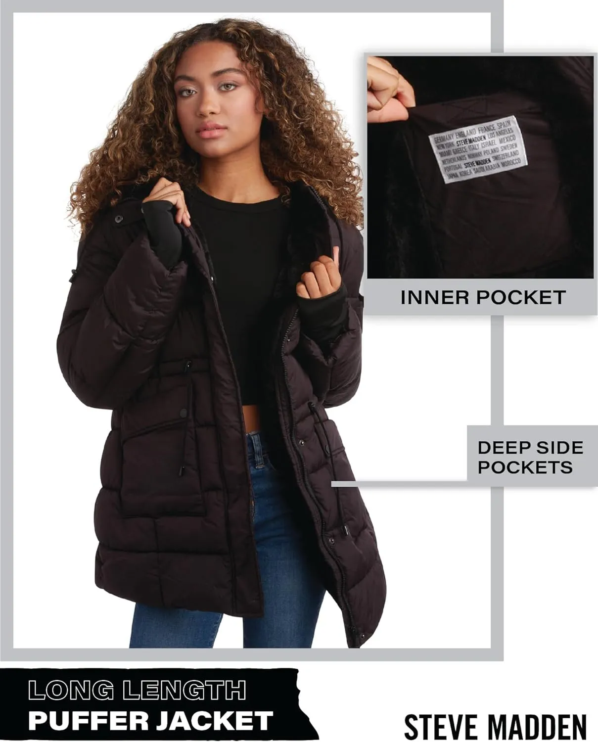 Steve Madden Women's Faux Fur Lined Winter Coat - Heavyweight Insulated Quilted Puffer Parka Jacket for Women (Sizes: S-XL)