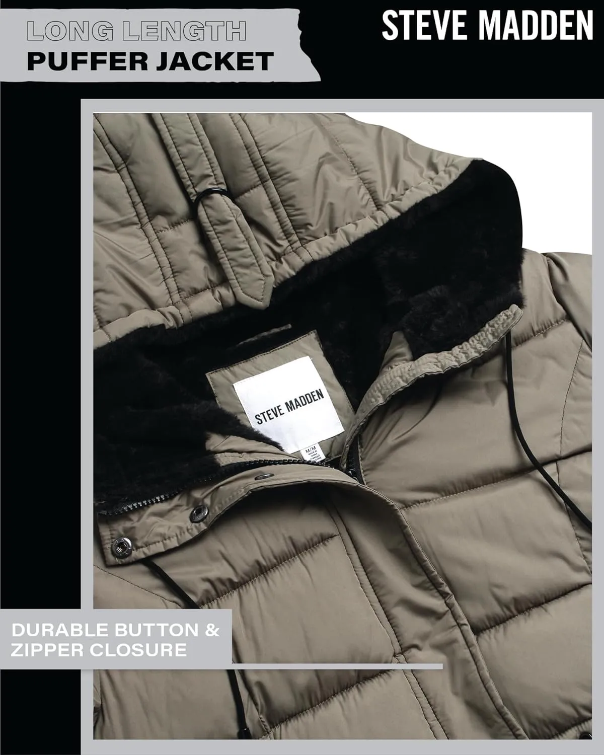 Steve Madden Women's Faux Fur Lined Winter Coat - Heavyweight Insulated Quilted Puffer Parka Jacket for Women (Sizes: S-XL)