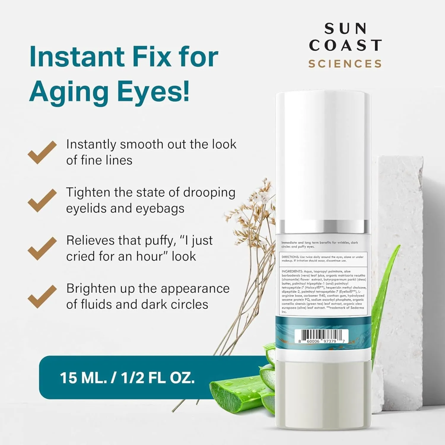 Sun Coast Sciences - Complete Eye Serum by Dr. Mark Rosenberg for Wrinkle Reduction, Age Spots Fading, and Under-Eye Bags Treatment (Pack of 4)