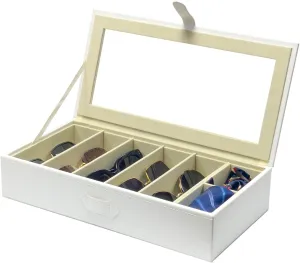 Sunglasses Case Organizer, Multiple Sunglasses Eyeglass Glasses Display Holder Collector, 5 Slots for Sunglasses Storage and 2 Small Slots for Accessories, White