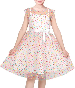 Sunny Fashion Girls Dress Caramel Star Lace Short Sleeve Pleated Collar Dress