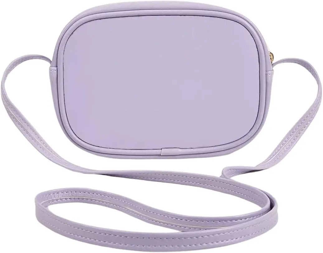 SweatyRocks Girl's PU Leather Zipper Crossbody Bag Butterfly Decor Solid Shoulder Bag Mini Square Bag Purple One-Size