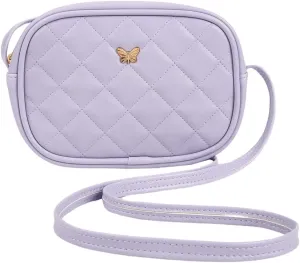 SweatyRocks Girl's PU Leather Zipper Crossbody Bag Butterfly Decor Solid Shoulder Bag Mini Square Bag Purple One-Size