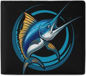 Swordfish Sport Fishing Marlin Sailfish Billfish Coin Purse PU Leather Small Change Purse Pouch Portable Card Holder Wallet for Women Men