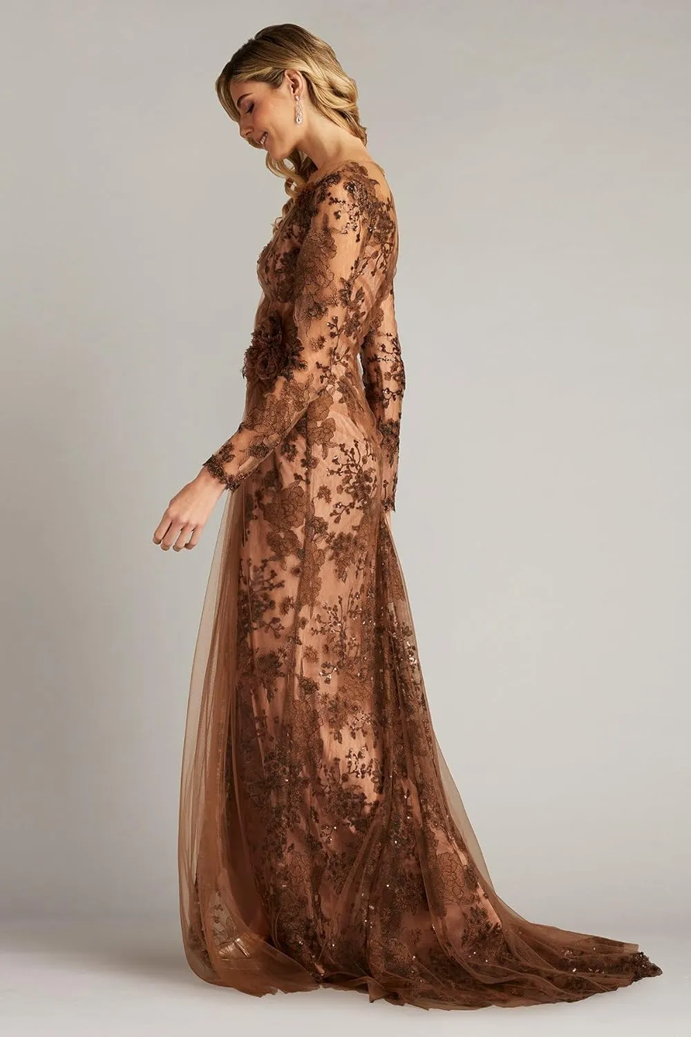 Tadashi Shoji Silvia Embroidered Illusion Gown