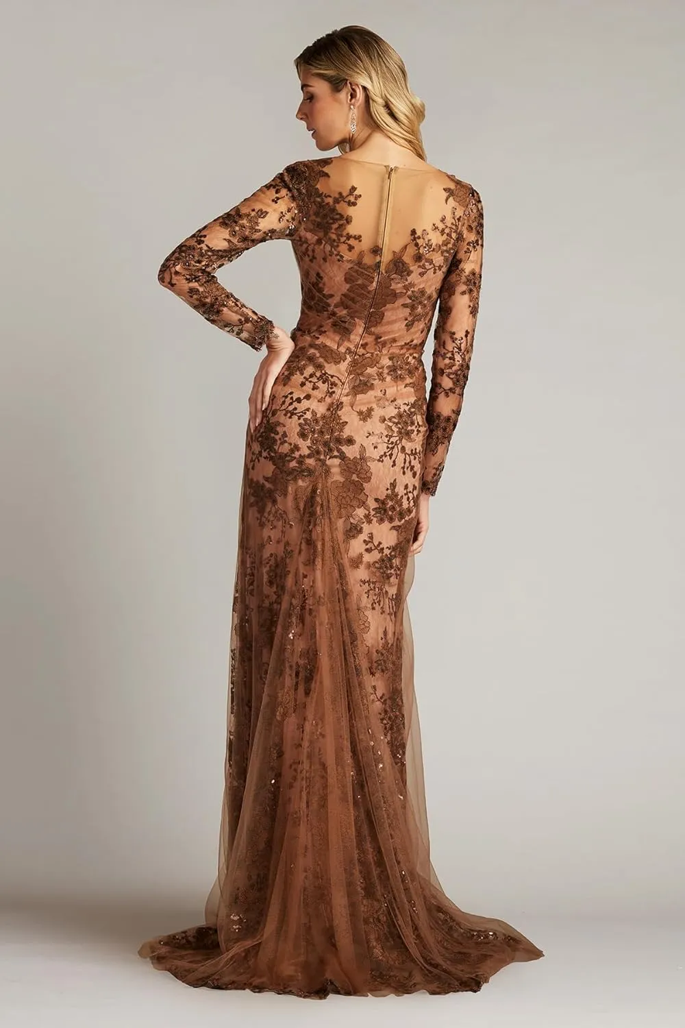 Tadashi Shoji Silvia Embroidered Illusion Gown