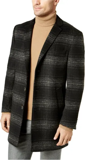 Tallia Mens Plaid Coat, Grey, Medium