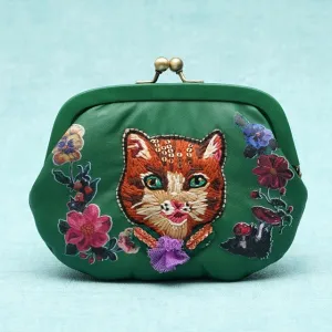 TAMAO WORLD × NATHALIE LETE Embroidery Frame Pouch Green