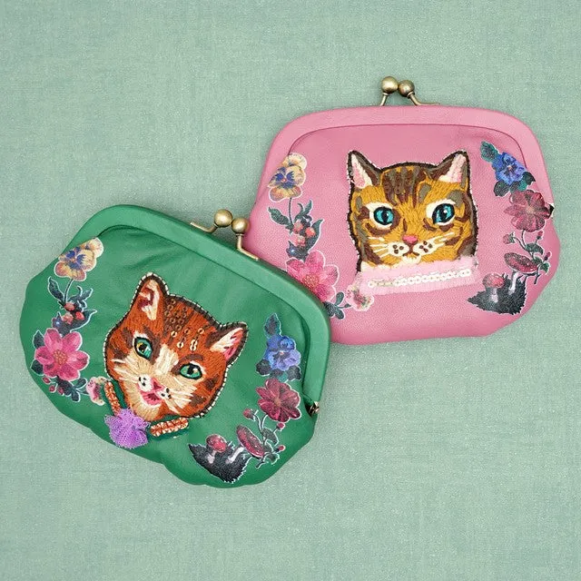 TAMAO WORLD × NATHALIE LETE Embroidery Frame Pouch Pink