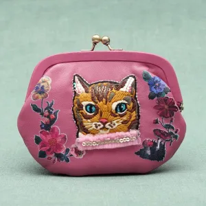 TAMAO WORLD × NATHALIE LETE Embroidery Frame Pouch Pink