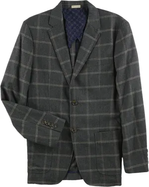Tasso Elba Mens Windowpane Two Button Blazer Jacket