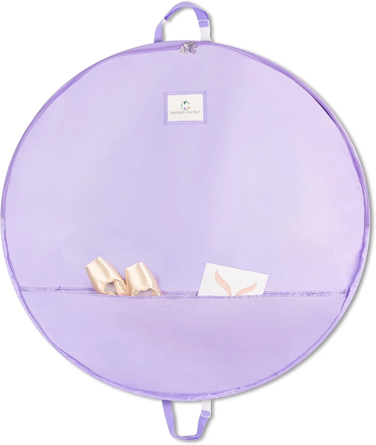 Teen Girl & Adult Tutu Garment Bag - 40 inch Pancake Tutu Bag , Dance Bag, Inner Straps, 3 in Gusset, Pockets, for Costume Skirt Travel, Storage, Ballerinas, Competitive Dancers, Lavender Purple