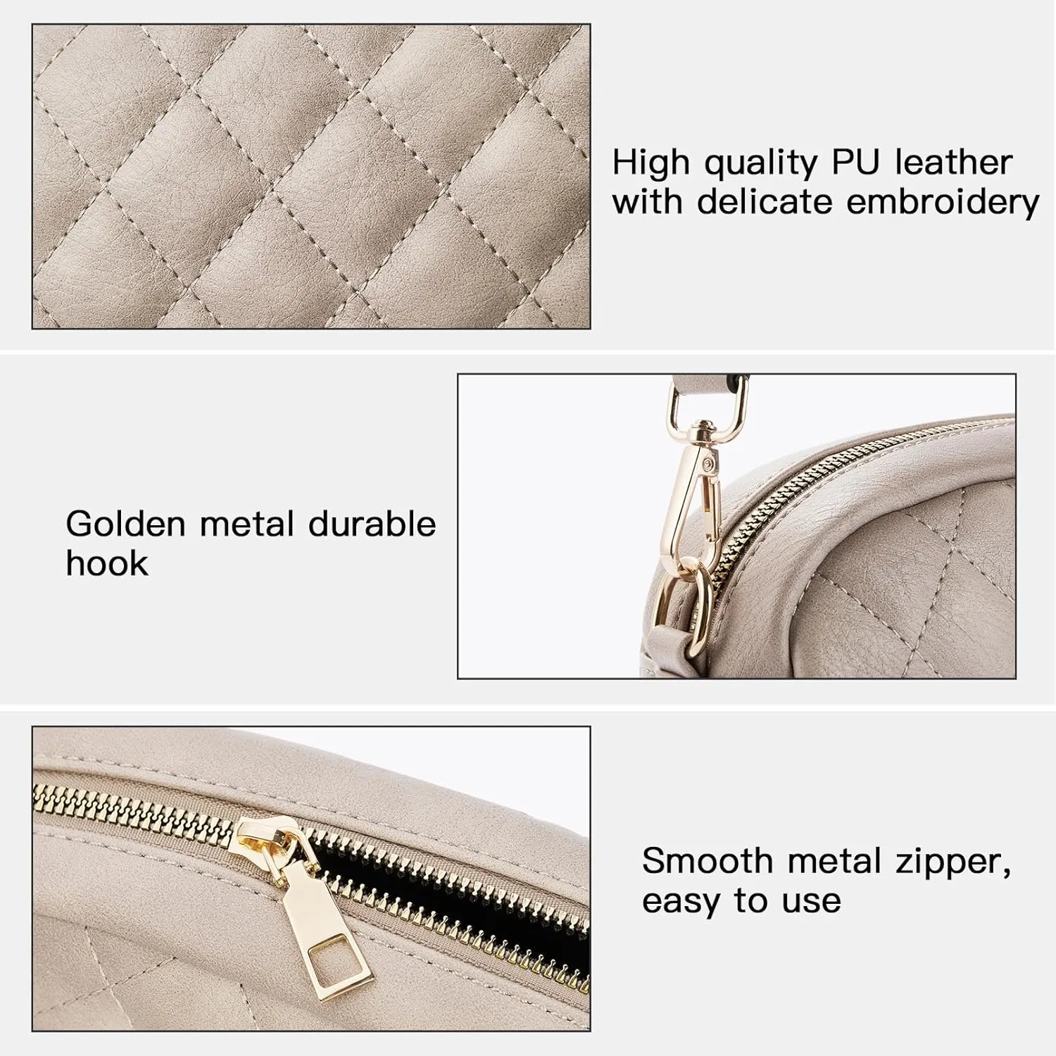 Telena Crossbody bags for Women Trendy Quilted Crossbody Bag Faux Leather Purse with Wide Strap