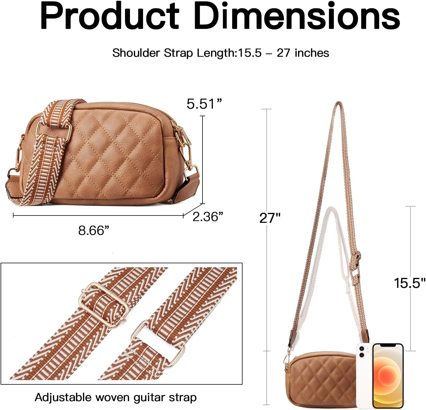 Telena Crossbody bags for Women Trendy Quilted Crossbody Bag Faux Leather Purse with Wide Strap