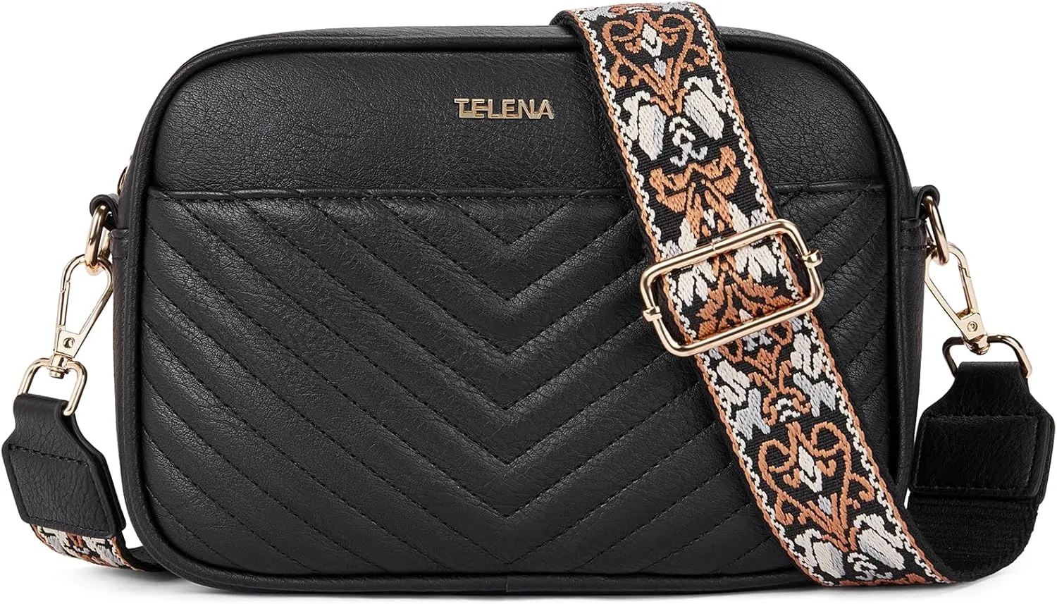 Telena Crossbody bags for Women Trendy Quilted Crossbody Bag Faux Leather Purse with Wide Strap
