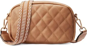 Telena Crossbody bags for Women Trendy Quilted Crossbody Bag Faux Leather Purse with Wide Strap