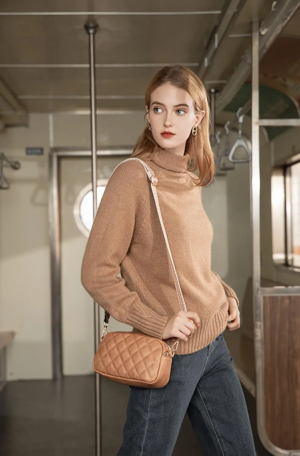 Telena Crossbody bags for Women Trendy Quilted Crossbody Bag Faux Leather Purse with Wide Strap