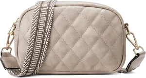 Telena Crossbody bags for Women Trendy Quilted Crossbody Bag Faux Leather Purse with Wide Strap