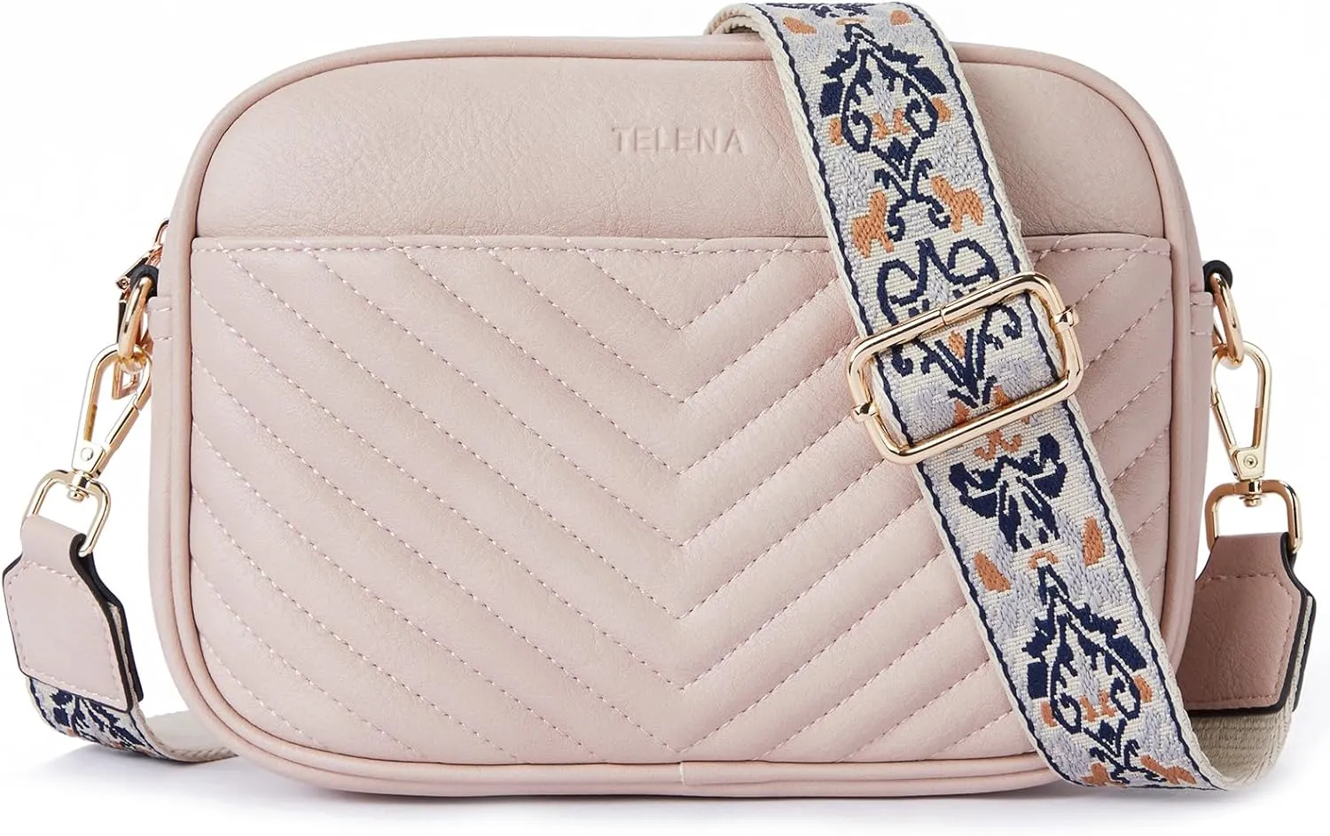 Telena Crossbody bags for Women Trendy Quilted Crossbody Bag Faux Leather Purse with Wide Strap