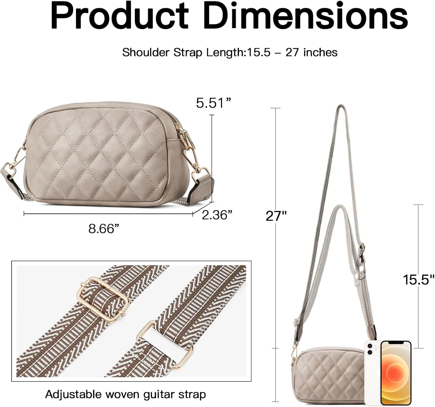 Telena Crossbody bags for Women Trendy Quilted Crossbody Bag Faux Leather Purse with Wide Strap