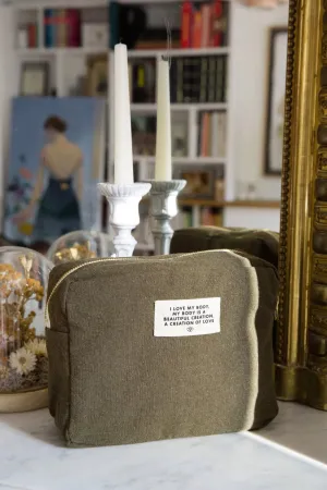 The pouch in collaboration with Lili Barbery - Recycled cotton Military Green