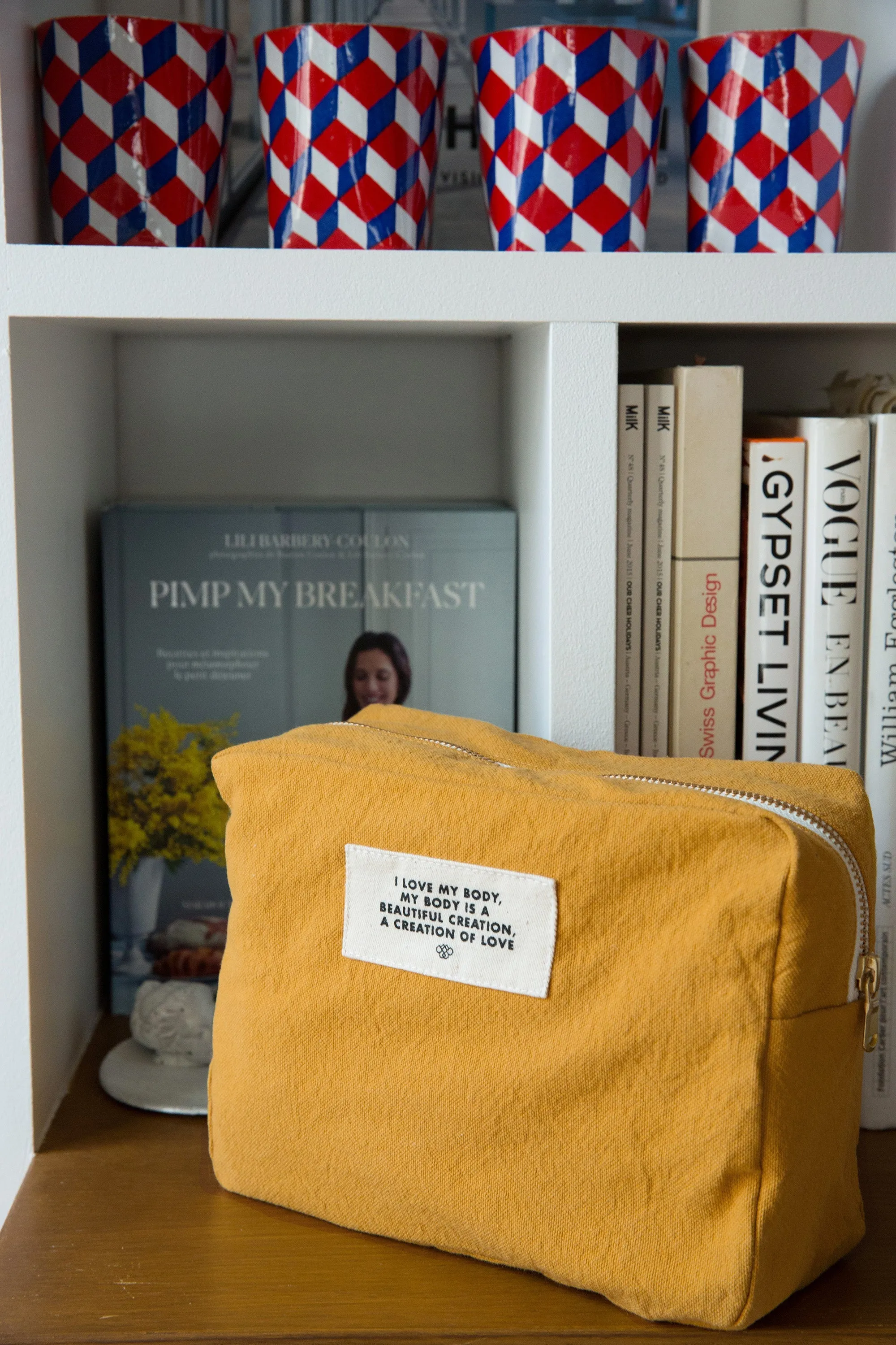The pouch in collaboration with Lili Barbery - Recycled cotton yellow amber