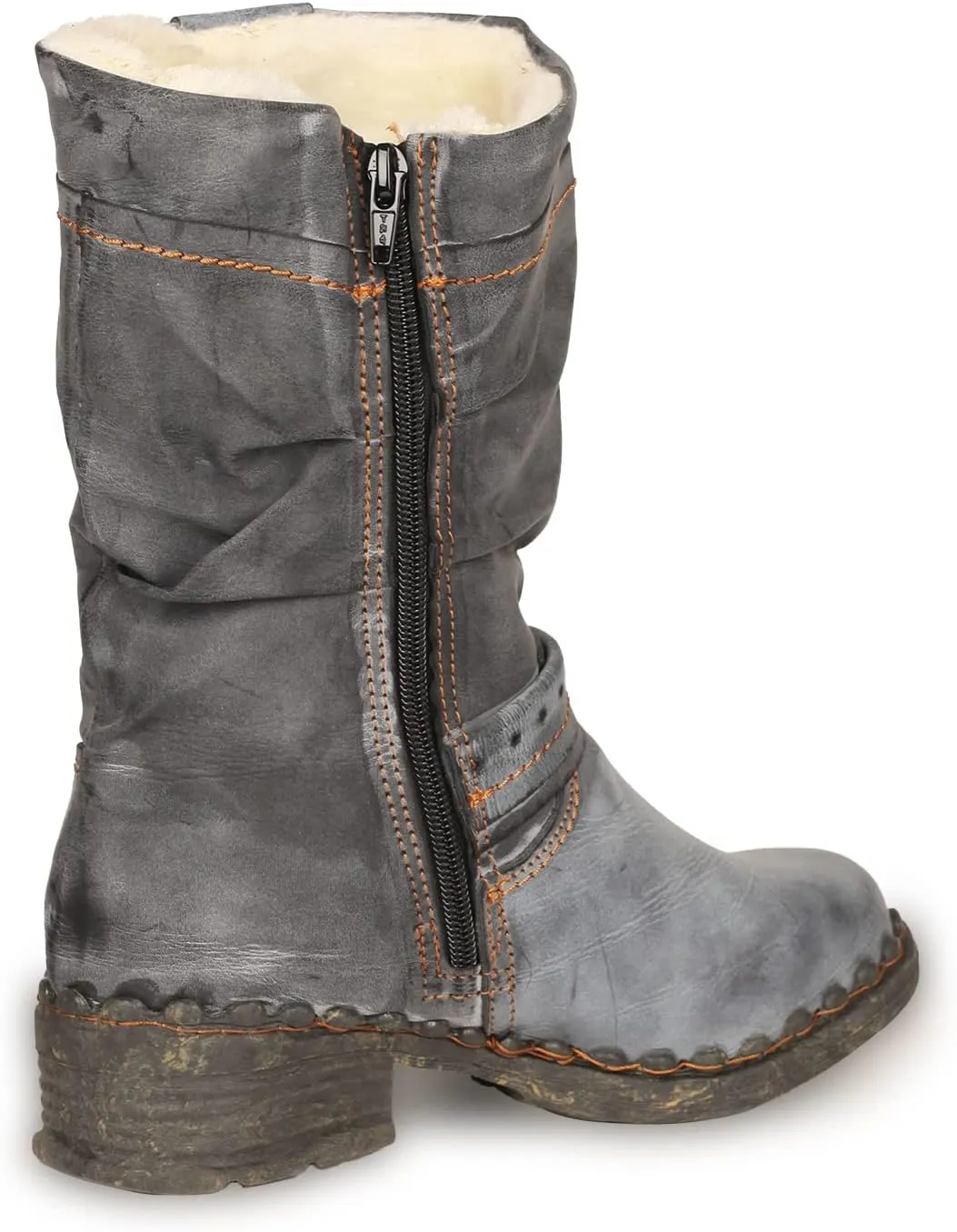 TMA EYES Women Fashion Leather Winter Boots with Faux Fur Lining side Zipper Buckle Shoes