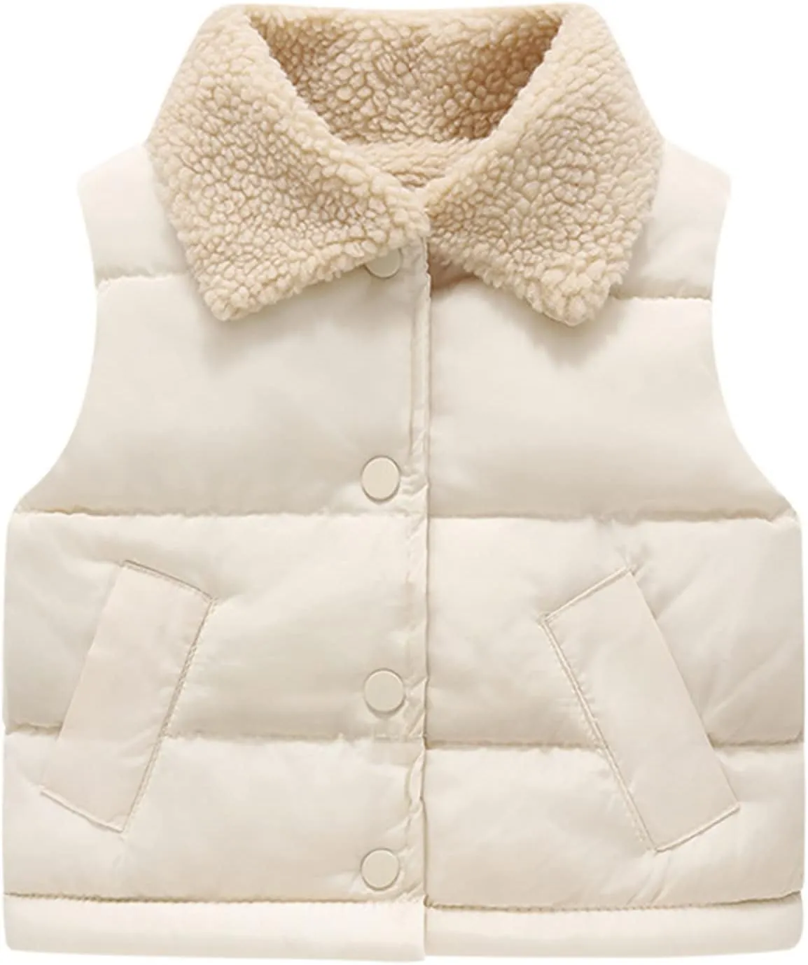 Toddler Boys Girls Puffer Vest Fuzzy Fleece Sleeveless Coat Winter Sherpa Lined Quilted Bubble Vest Down Waistcoat