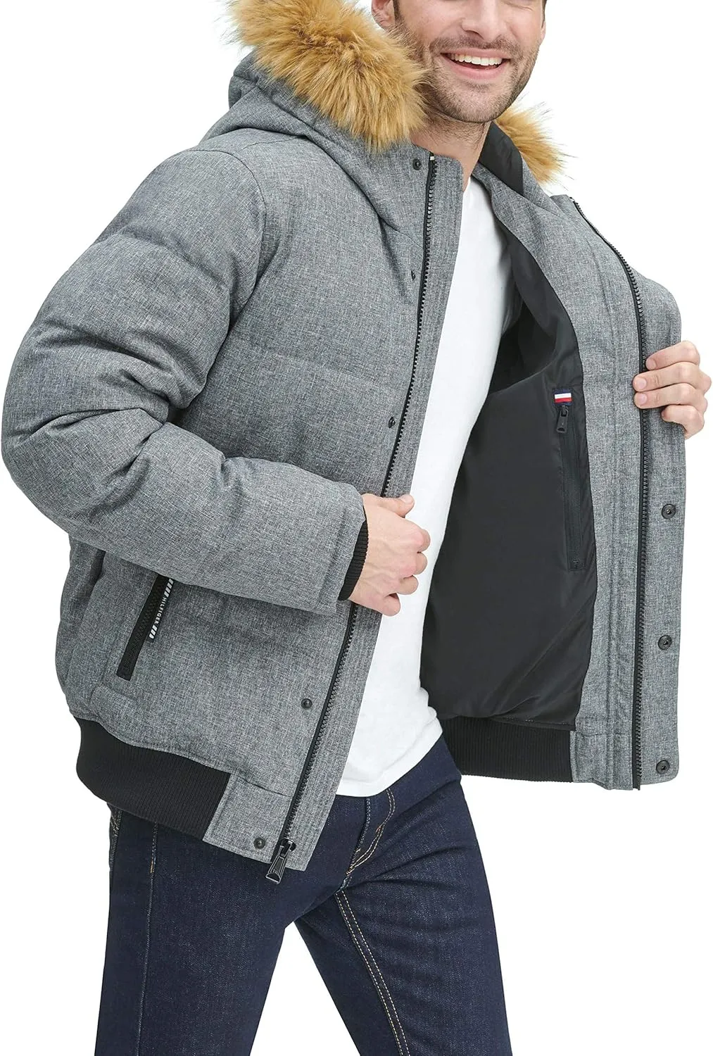 Tommy Hilfiger Men's Arctic Cloth Quilted Snorkel Bomber Jacket (Standard and Big & Tall)