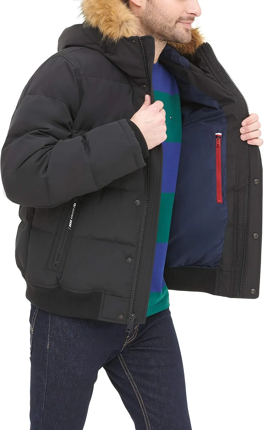 Tommy Hilfiger Men's Arctic Cloth Quilted Snorkel Bomber Jacket (Standard and Big & Tall)