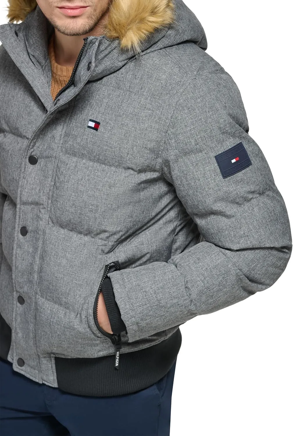 Tommy Hilfiger Men's Arctic Cloth Quilted Snorkel Bomber Jacket (Standard and Big & Tall)