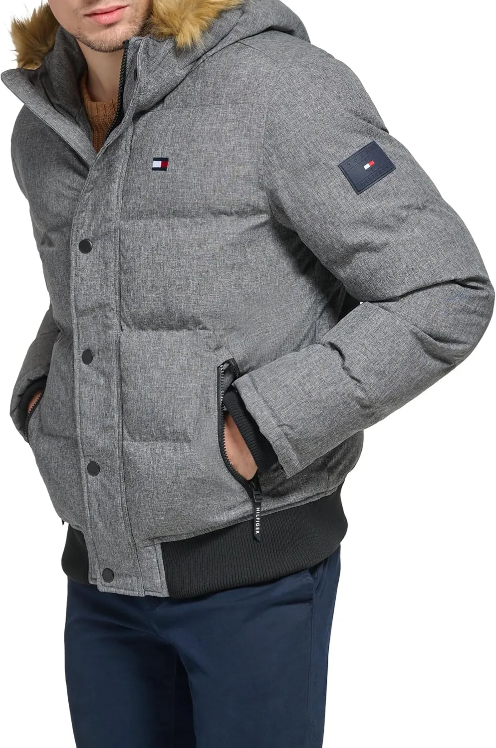 Tommy Hilfiger Men's Arctic Cloth Quilted Snorkel Bomber Jacket (Standard and Big & Tall)