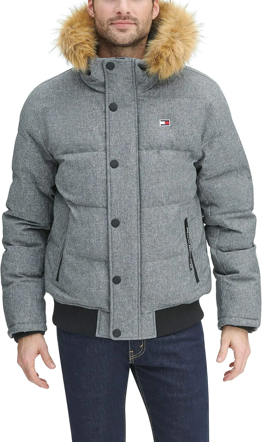 Tommy Hilfiger Men's Arctic Cloth Quilted Snorkel Bomber Jacket (Standard and Big & Tall)