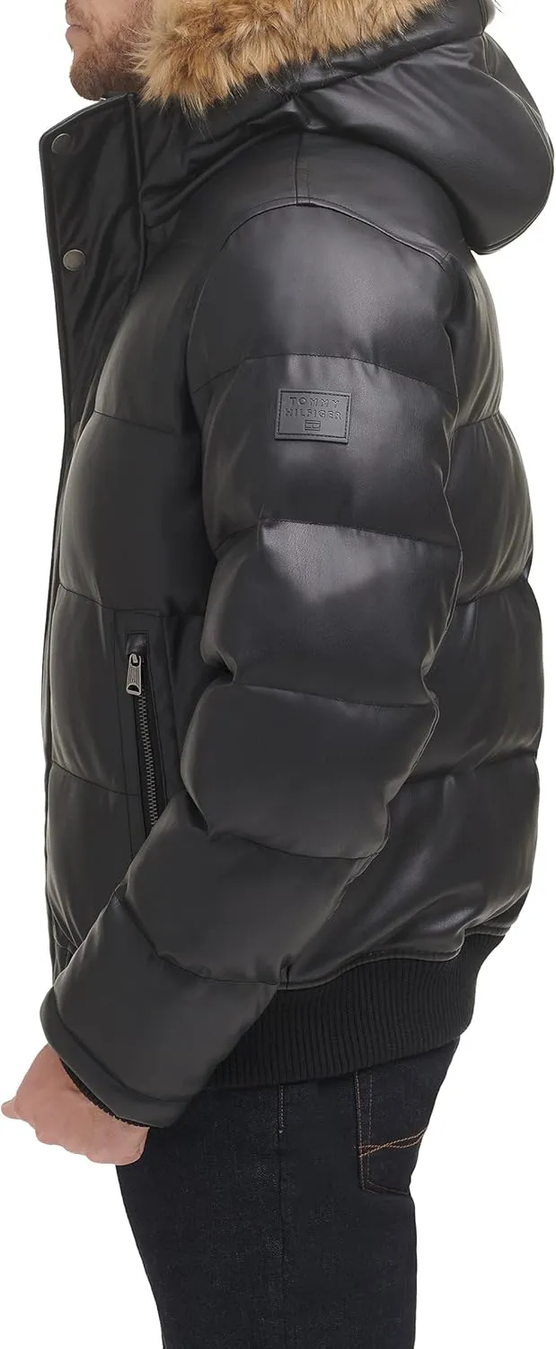 Tommy Hilfiger Men's Quilted Arctic Cloth Snorkel Bomber Jacket With Removable Hood (Standard and Big & Tall)