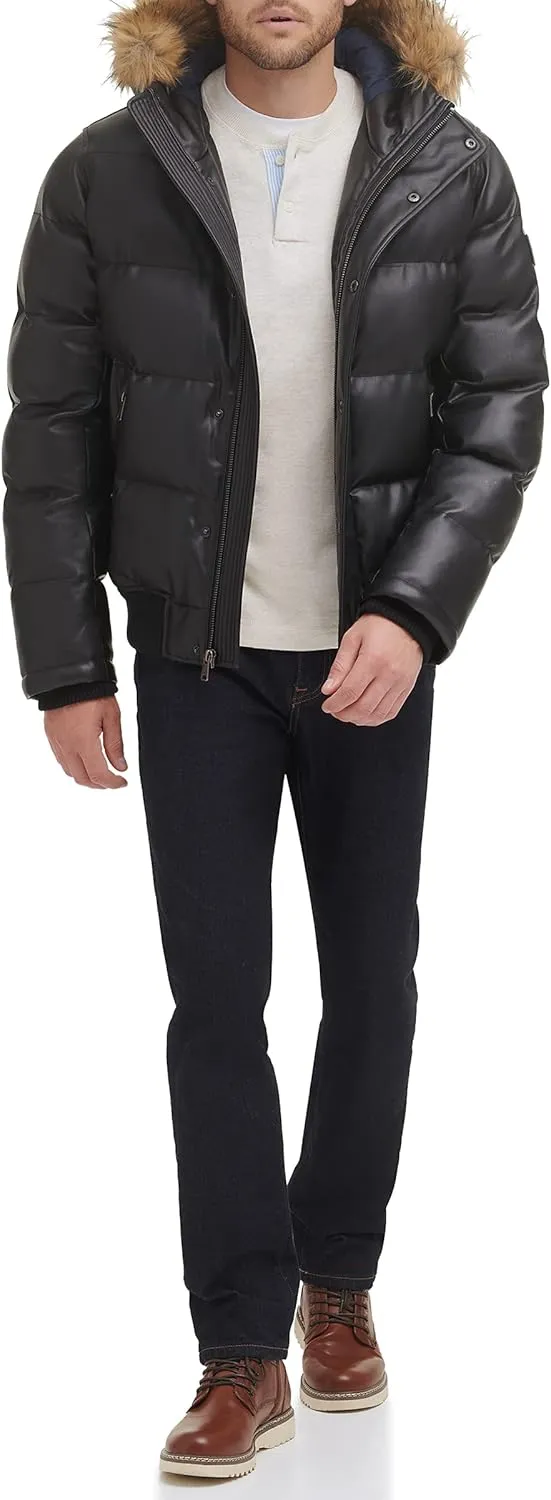 Tommy Hilfiger Men's Quilted Arctic Cloth Snorkel Bomber Jacket With Removable Hood (Standard and Big & Tall)
