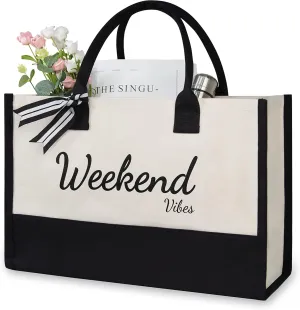 TOPDesign Personalized Initial Jute/Canvas Beach Bag, Monogrammed Gift Tote Bag for Women