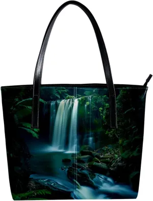 Tote Bag, Large Tote Bag, Women's Tote Handbags, Rainforest Waterfall Landscape, Tote Bags Women