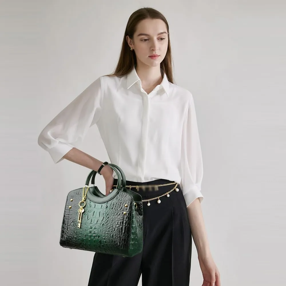 Tote Bags for Women Faux Leather Handbags Purses Crocodile Pattern Satchel Bag Shoulder Crossbody Bag Ladies Work bag