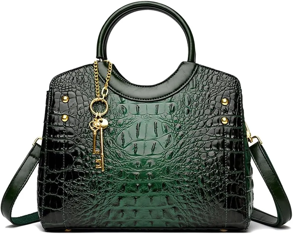 Tote Bags for Women Faux Leather Handbags Purses Crocodile Pattern Satchel Bag Shoulder Crossbody Bag Ladies Work bag