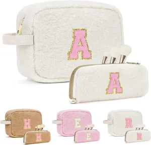 Travel Makeup Bag for Teen Girls Gifts Trendy Stuff - Monogrammed Make Up Bags Pouch for Women - Personalized Toiletry Bag - Cute Preppy Stuff for Girlfriend Sister Daughter Tween Girls - White A