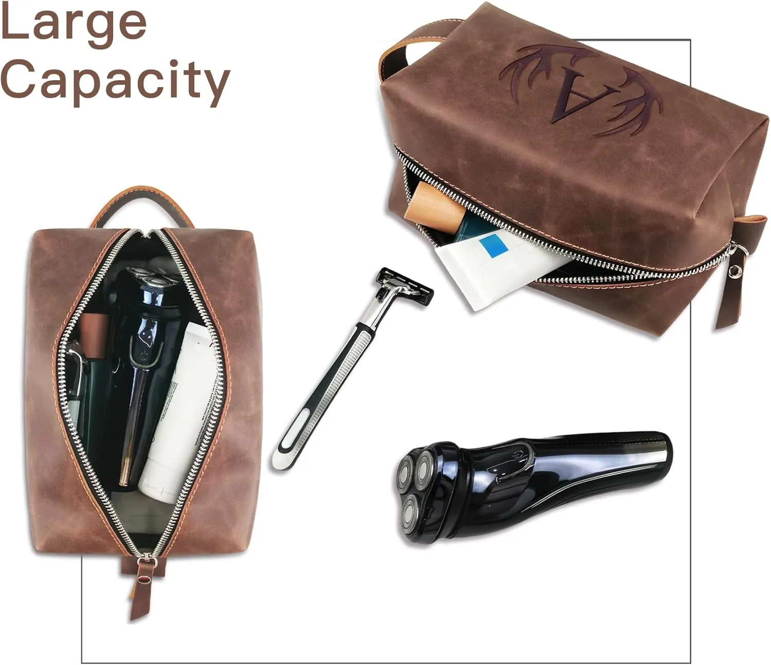 Travel Toiletry Bag for Men Personalized Monogrammed Initial Gifts for Him Teacher Coach Appreciation Coworker Retirement Present Shaving Bag for Toiletries Accessories Travel Essentials (K)