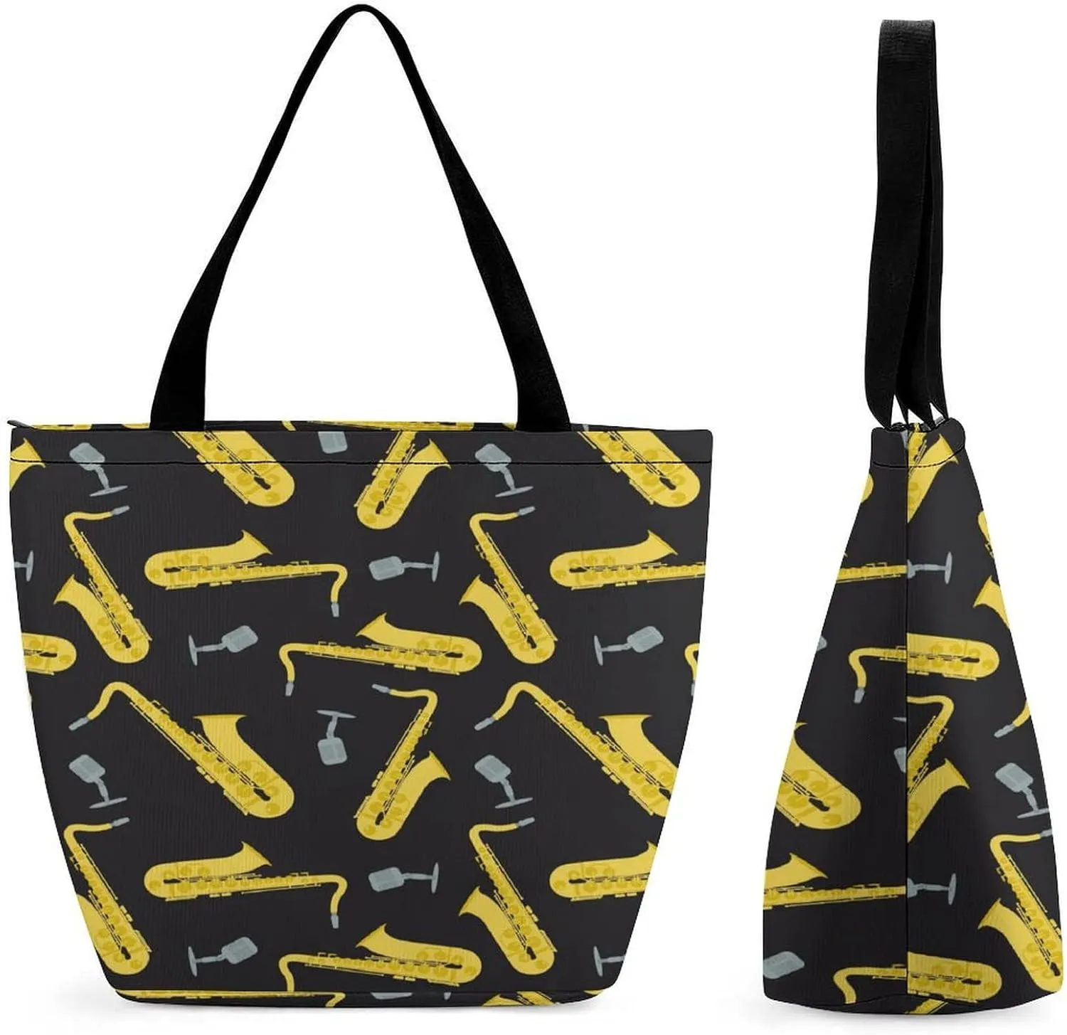 Trombone Music Instruments Women's Reusable Shopping Bags Foldable Tote Bag Lightweight Handbag for Work Travel