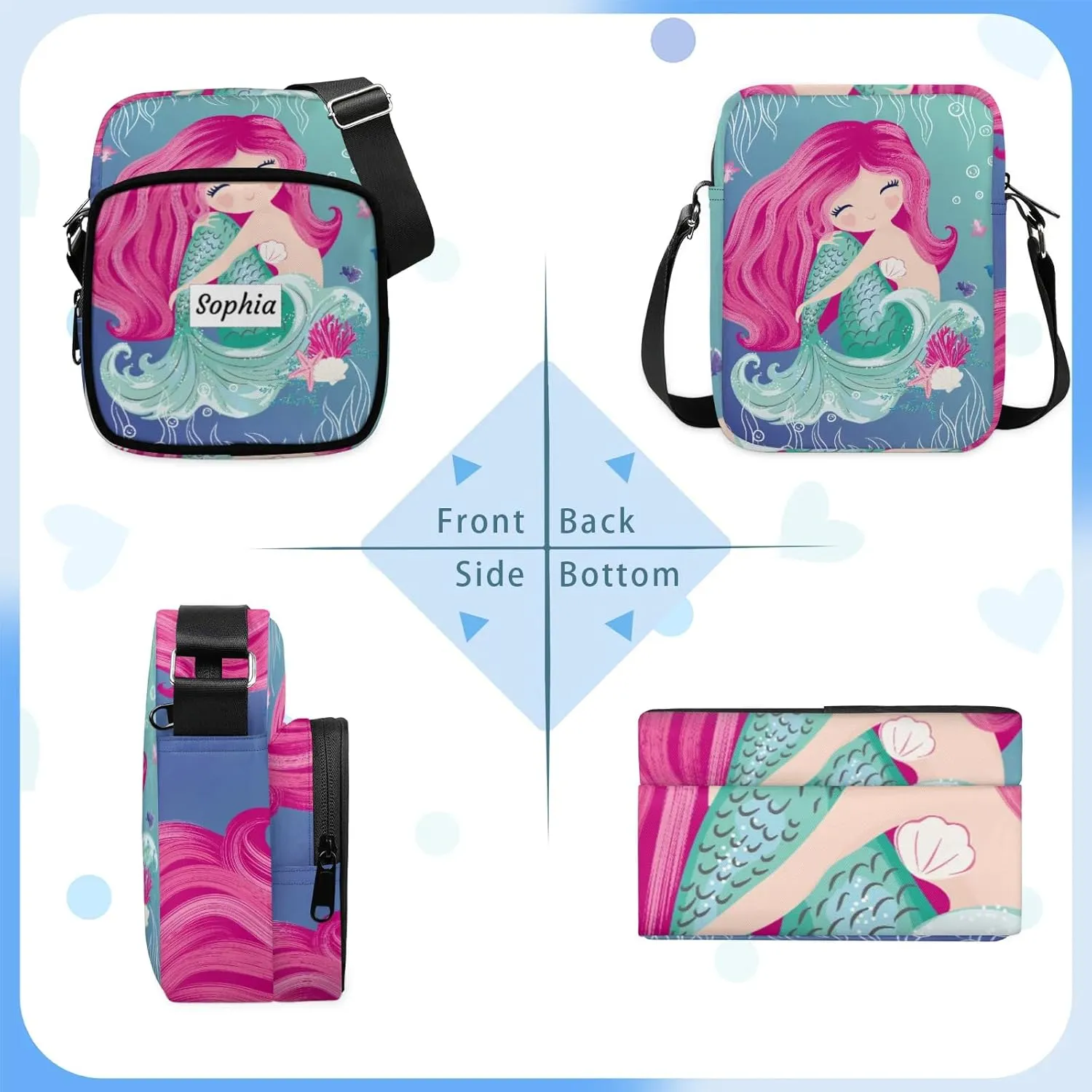 TropicalLife Personalized Crossbody Bag for Women Men Custom Name Messenger Bags