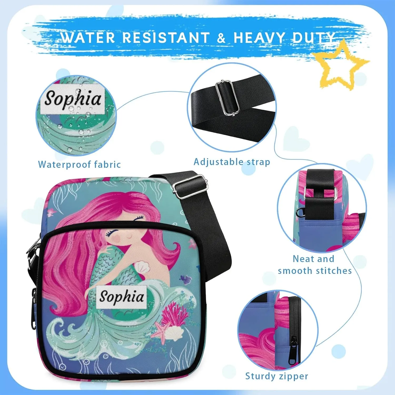 TropicalLife Personalized Crossbody Bag for Women Men Custom Name Messenger Bags