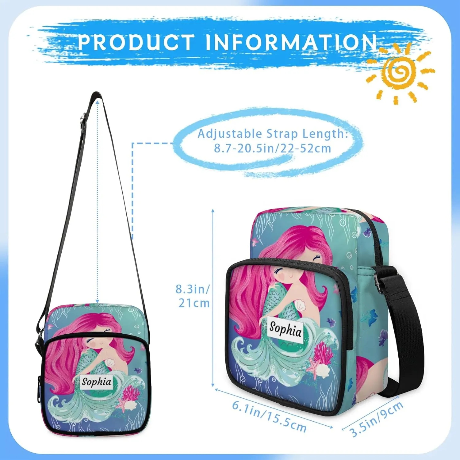 TropicalLife Personalized Crossbody Bag for Women Men Custom Name Messenger Bags