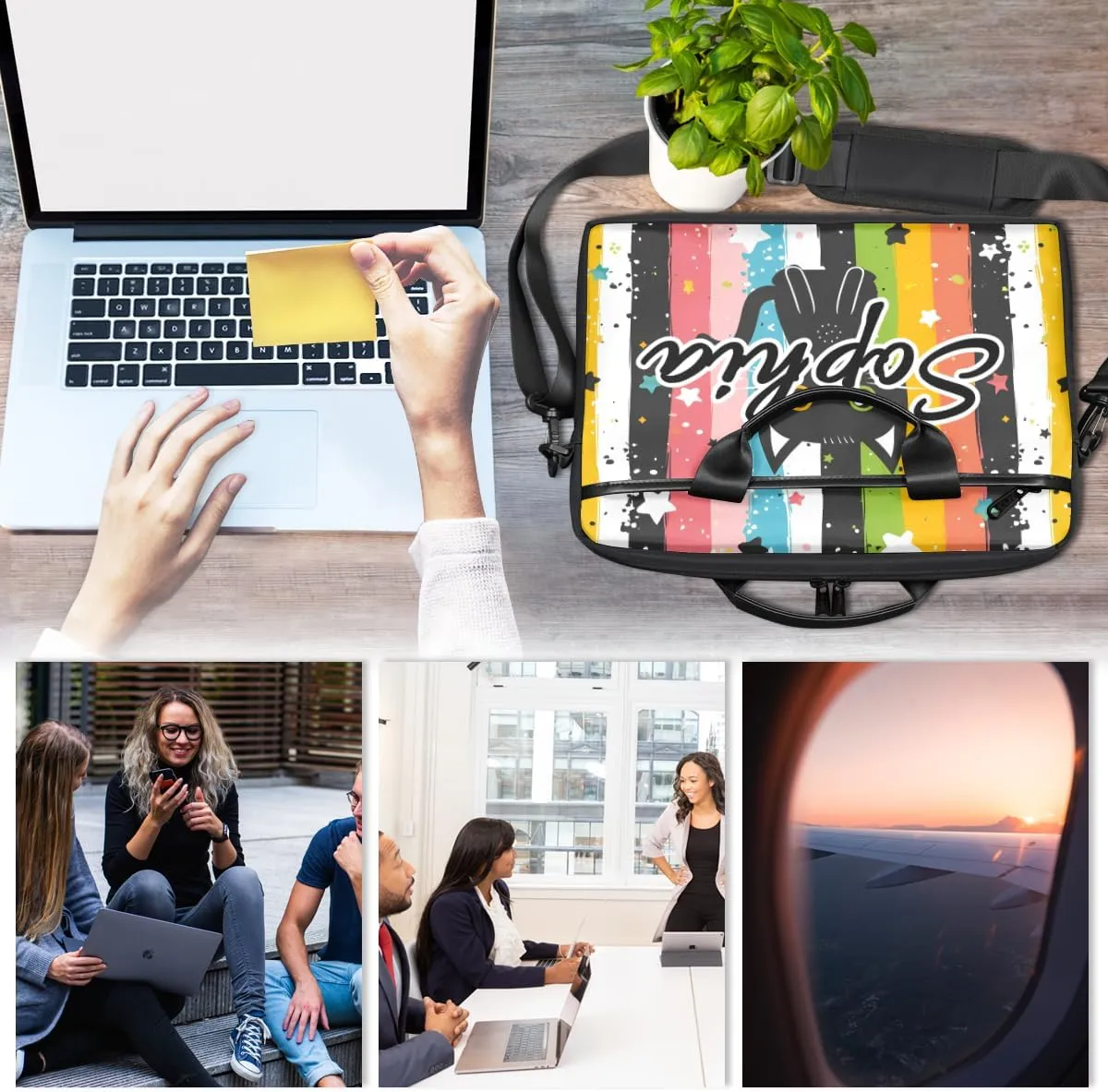 TropicalLife Personalized Laptop Bag 15 Inch Custom Sleeve Case with Handle Shoulder Strap Computer Messenger Bag
